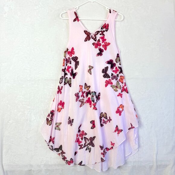 Kamana Dresses & Skirts - Kamana Butterfly A Line Handkerchief Hem Flowy Lined Midi Dress Womens S Pink